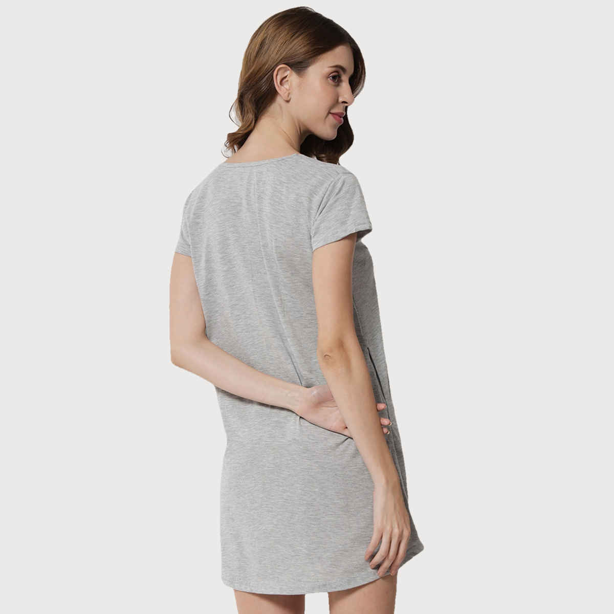 Fflirtygo Women's Cotton Sleep Tees Loungewear Gsn Grey | L
