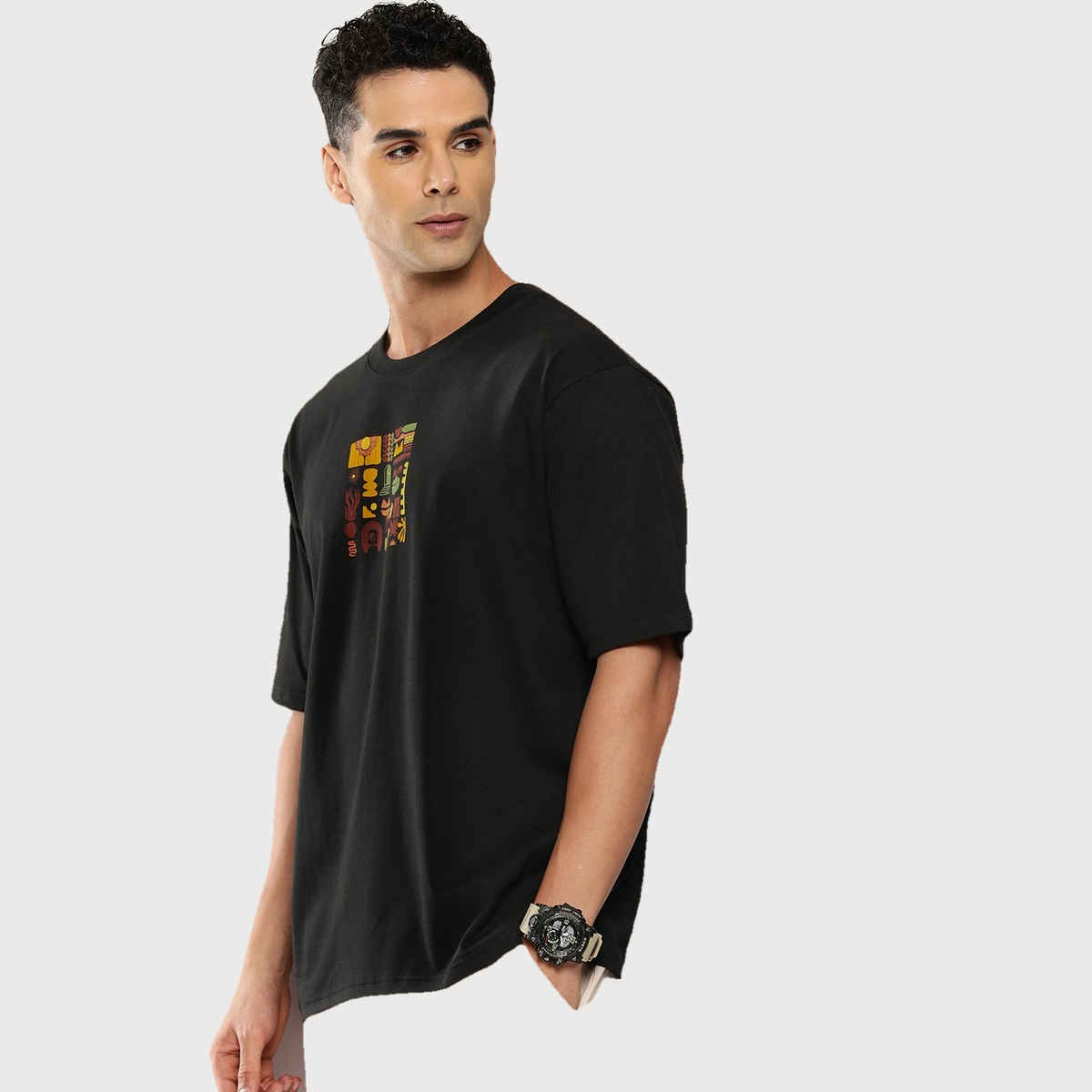 Dillinger Men's T-shirt Oversized Drop-Shoulder Printed Graphic Pure Cotton | Black - M