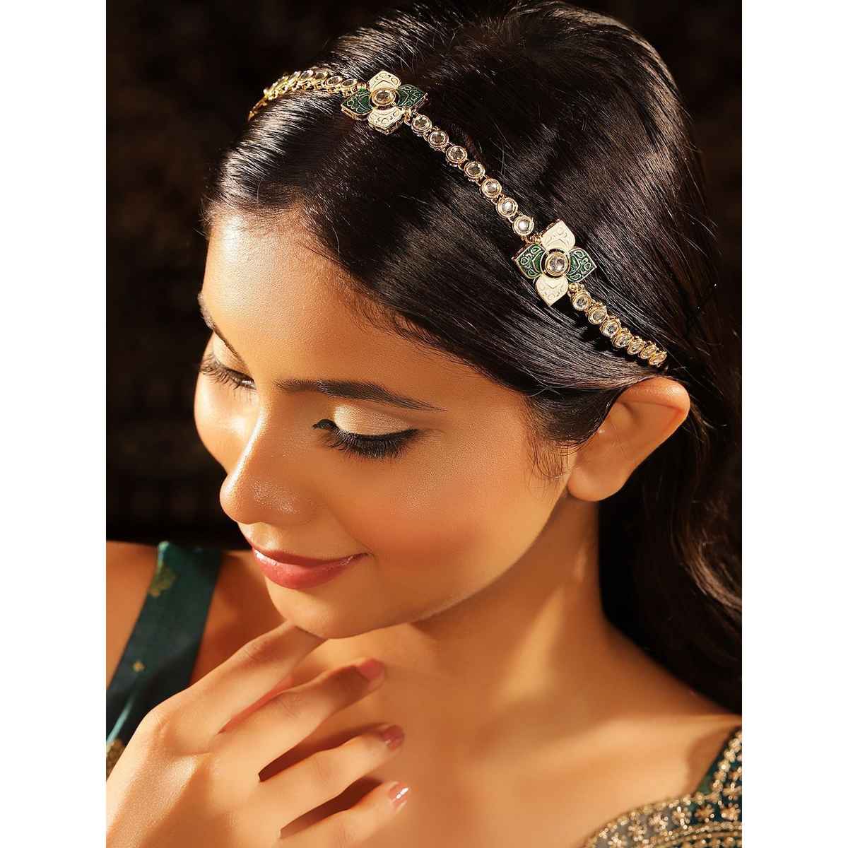 Priyaasi Gold Plated Kundan Studded Matha Patti