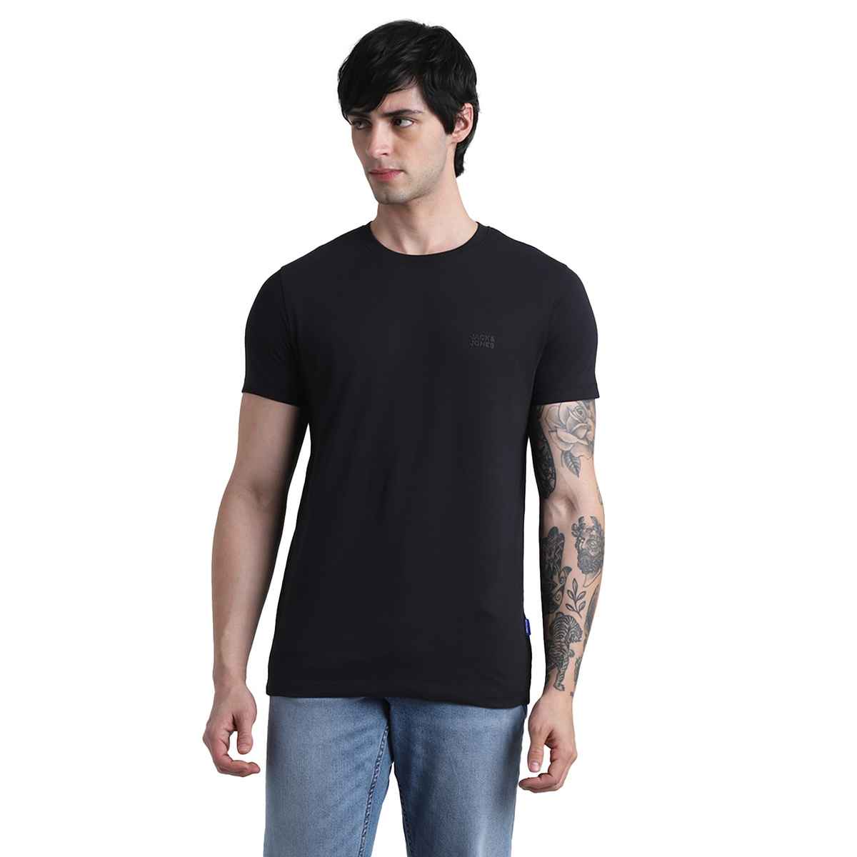 Jack & Jones Men's Cotton Slim fit T-shirt | Jet Black - XL