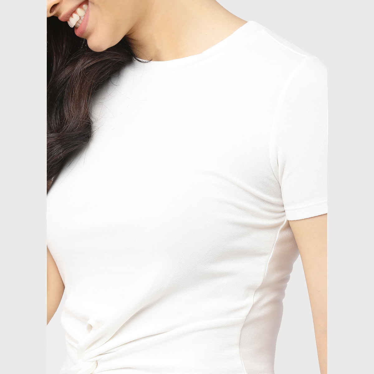 Tokyo Talkies Women's Twisted Regular Crop Top | White - S