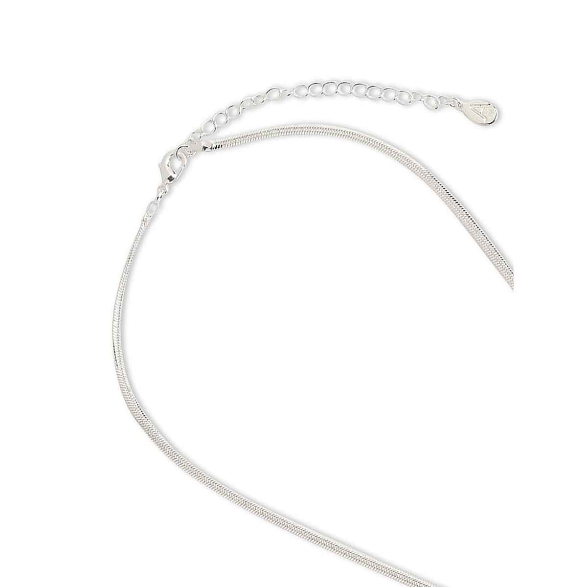 Accessorize London Women's Silver Snake Chain Crystal Square Pendant - Silver