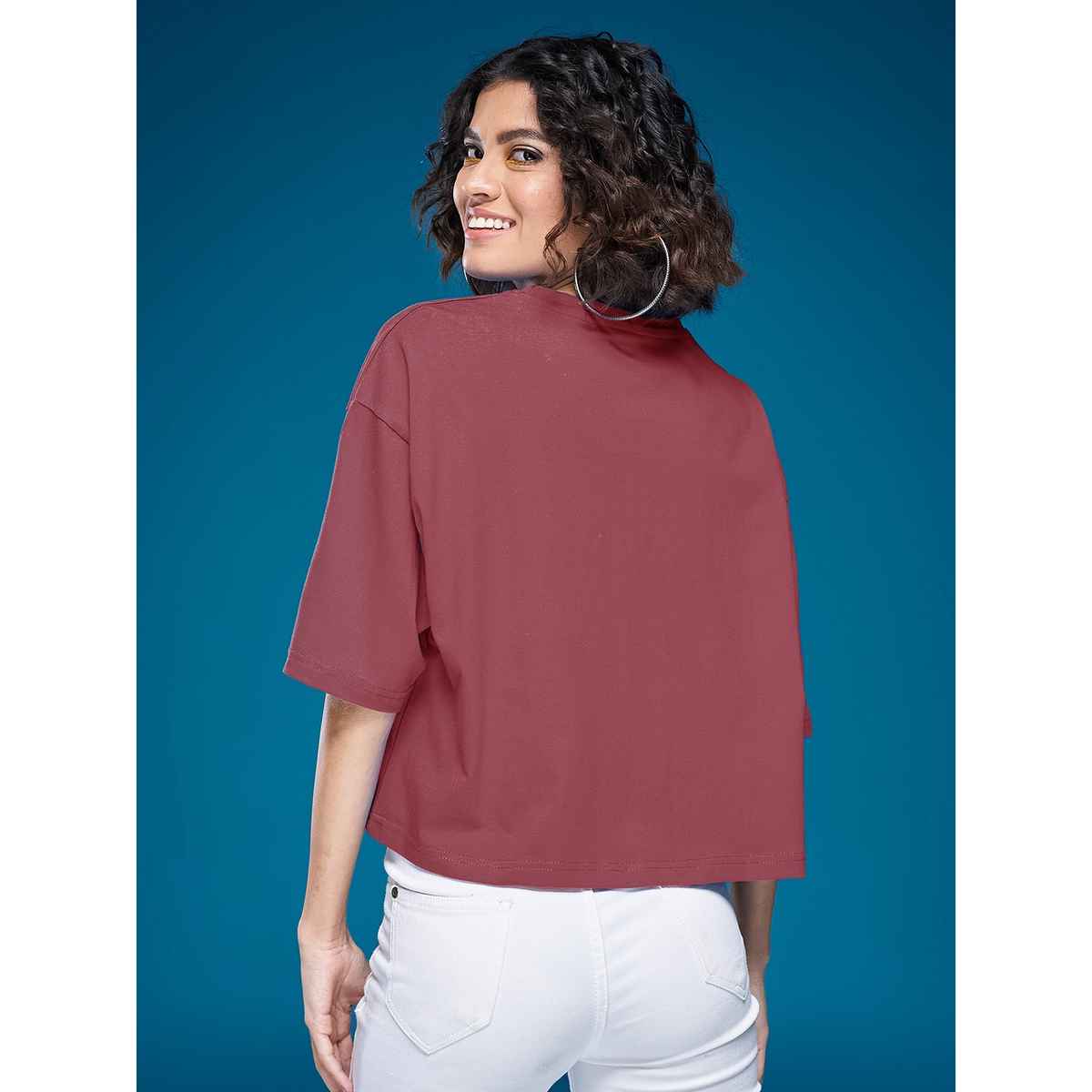 Smartees Womens Oversize Printed T-shirt | WW - Boxy - 3005 | Onion Pink - S