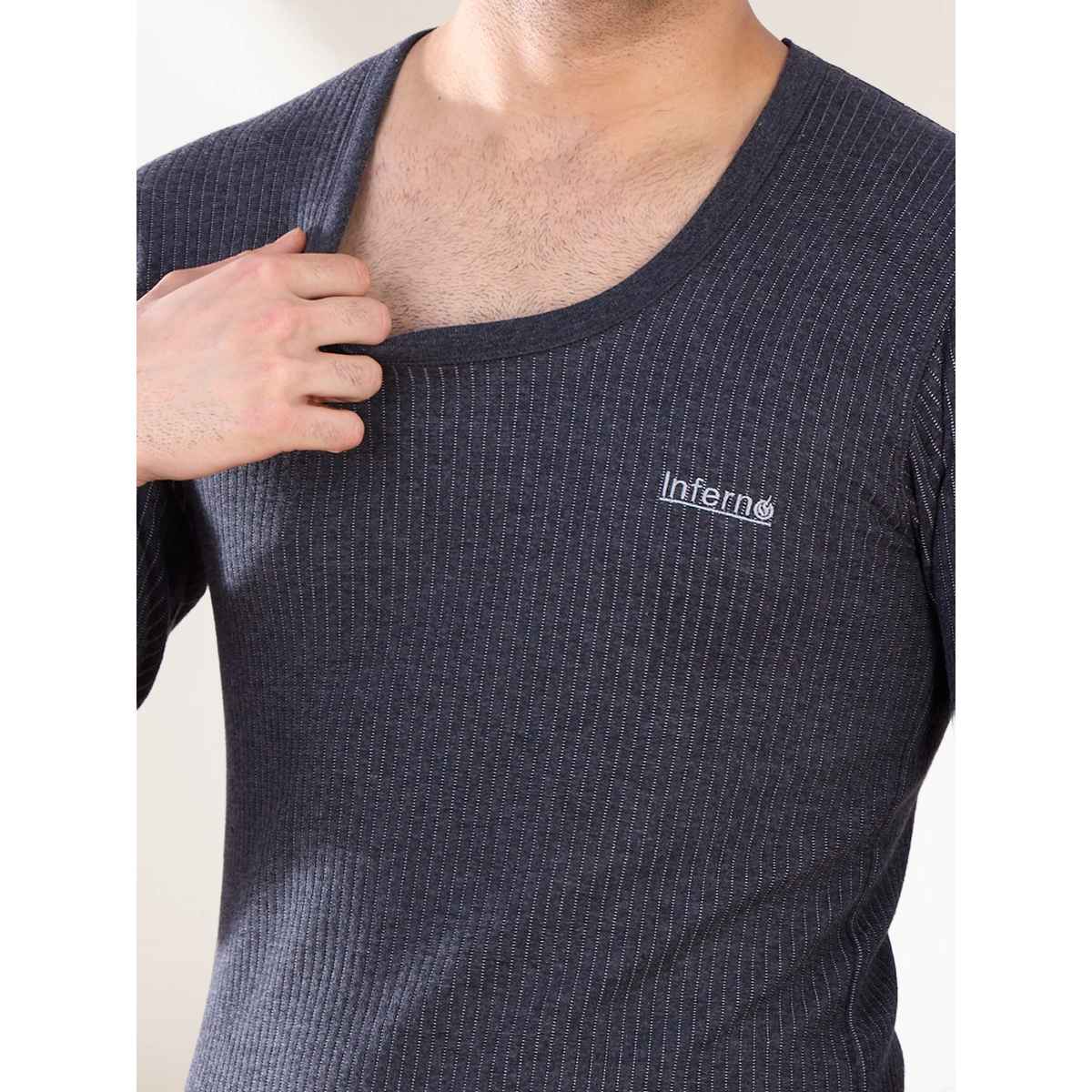 Lux Inferno Round Neck Full Sleeve Thermal Top For Men | Charcoal | 85 | M
