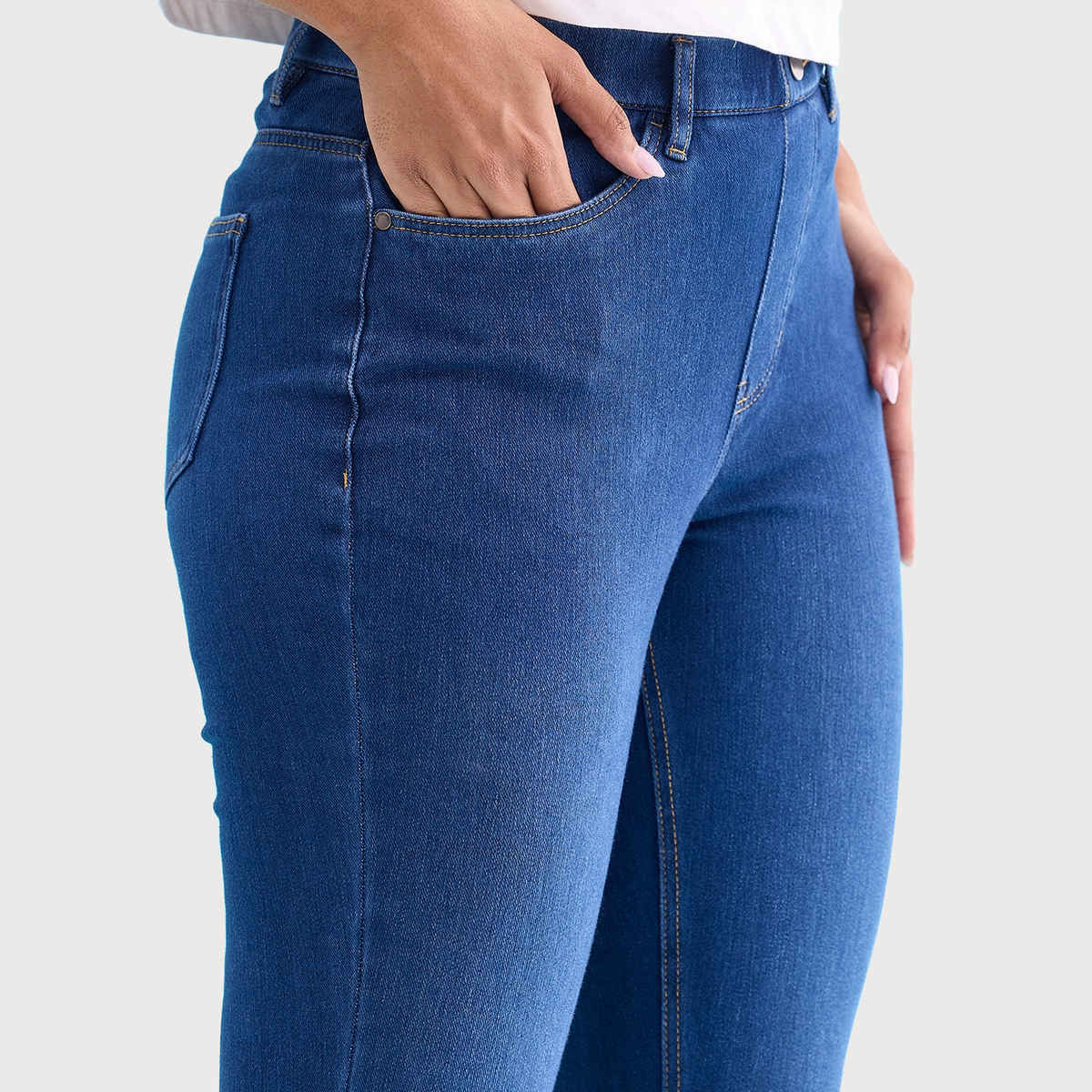 Go Colors Women's Solid Denim Jeggings | LJ03 | Blue - M