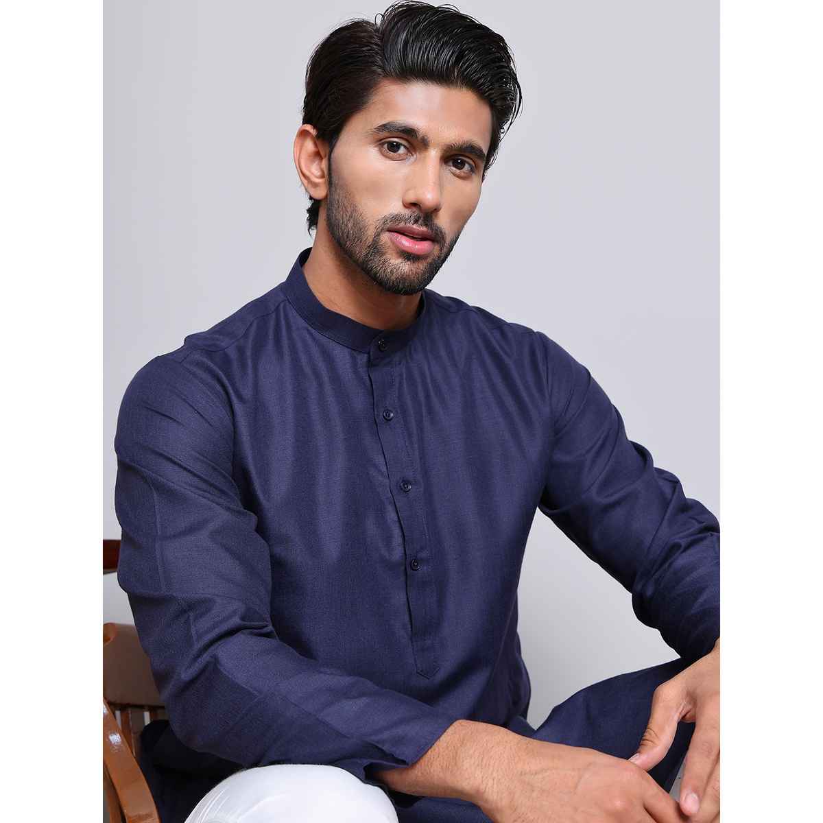 Jompers Solid Cotton Kurtas for Men s | KO 5144 | Navy | M
