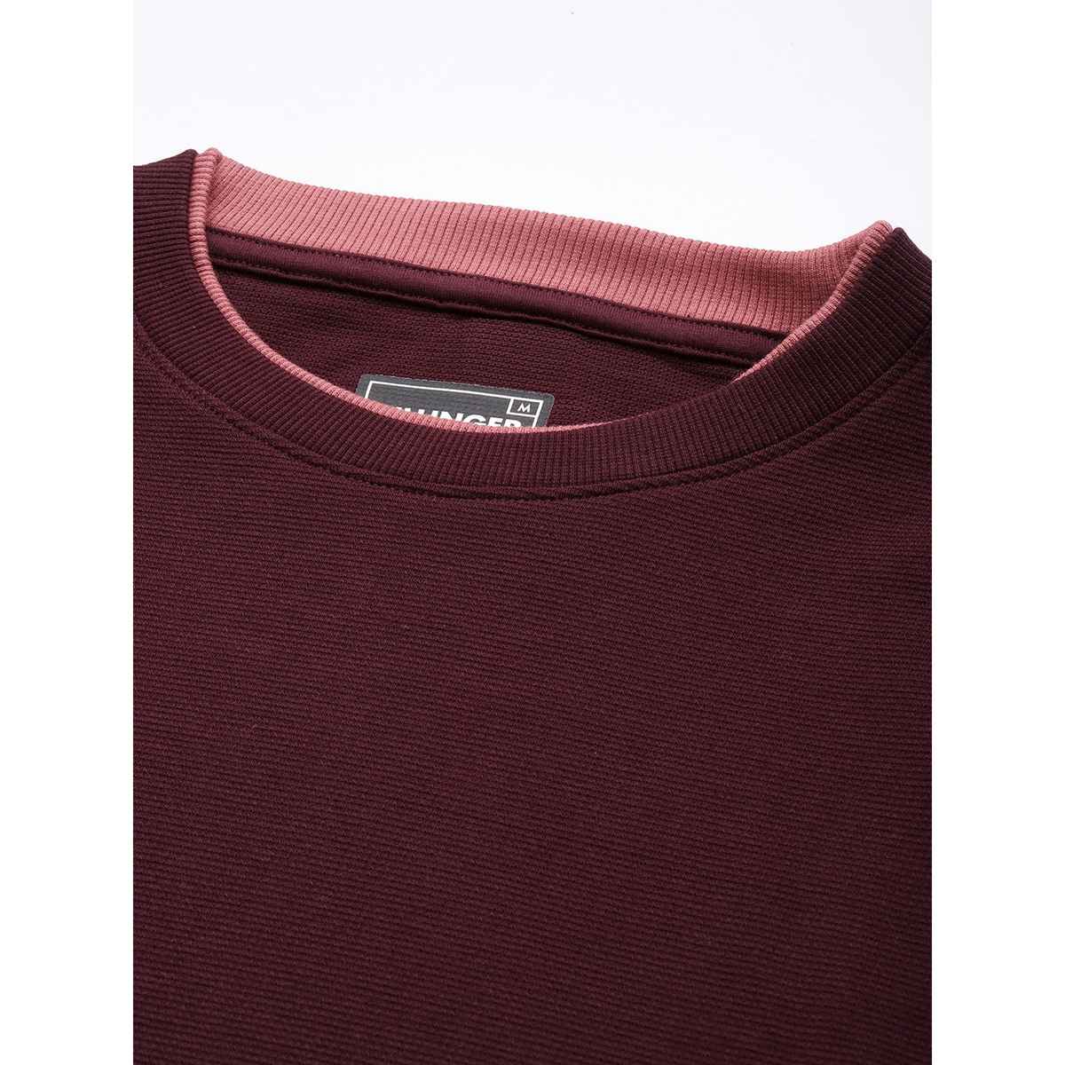 Dillinger Men's T-shirt Long Sleeve Airtex Fabric Crew Neck Regular Fit | Burgundy - M