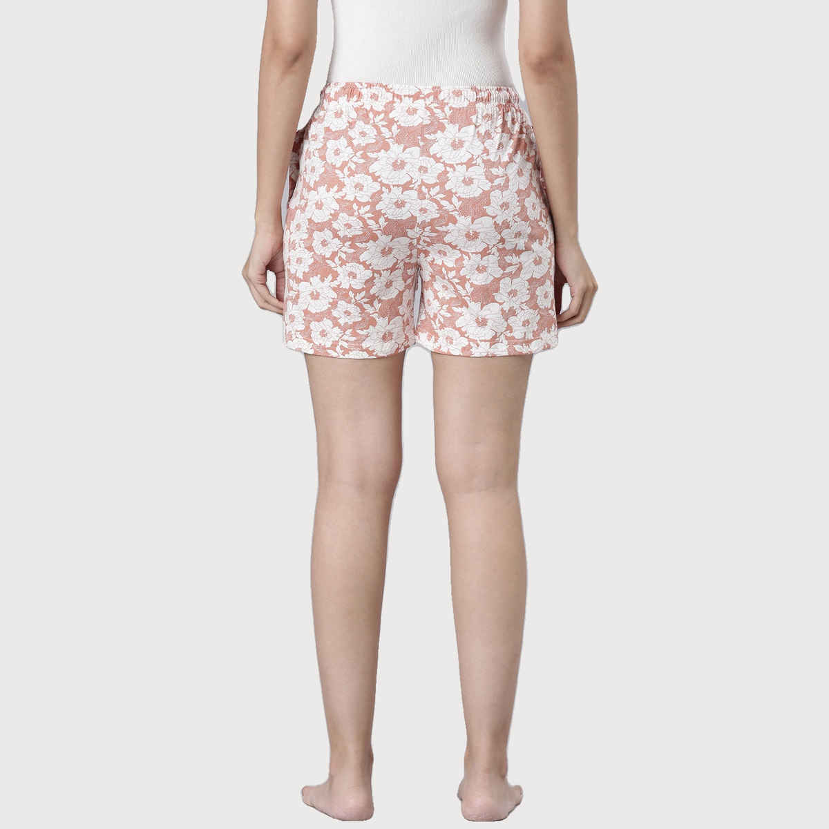 Go Colors Women's Printed Cotton Knit Lounge Shorts | Coral - XL