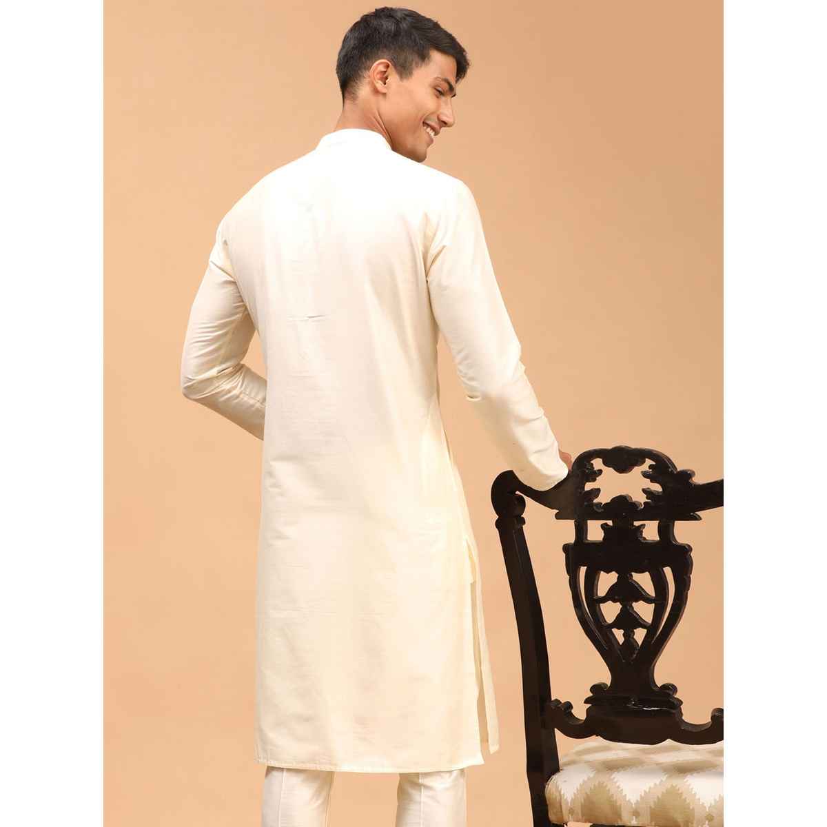 Vastramay Men's Viscose Kurta | Cream - M
