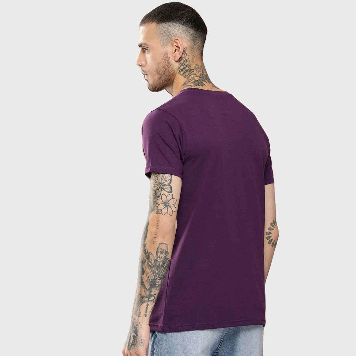 Dillinger Men's Solid Regular Fit T-shirt | Purple - L