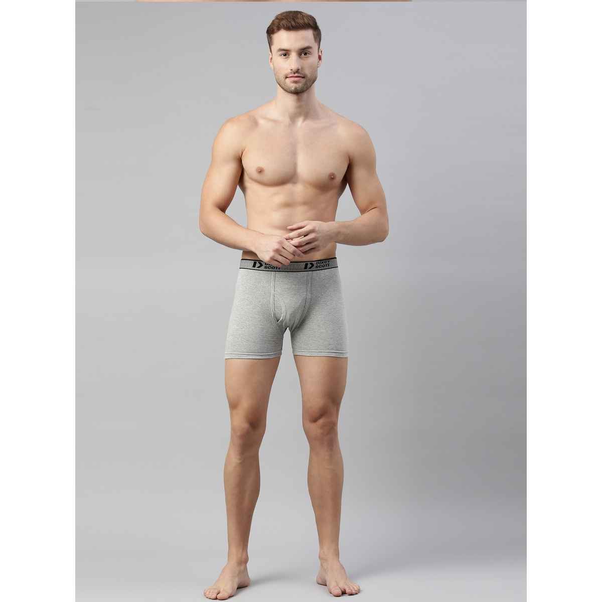 Dixcy Scott Men's 100% Combed Cotton Outer Elastic Waitband Long Trunk | Multicolour - L