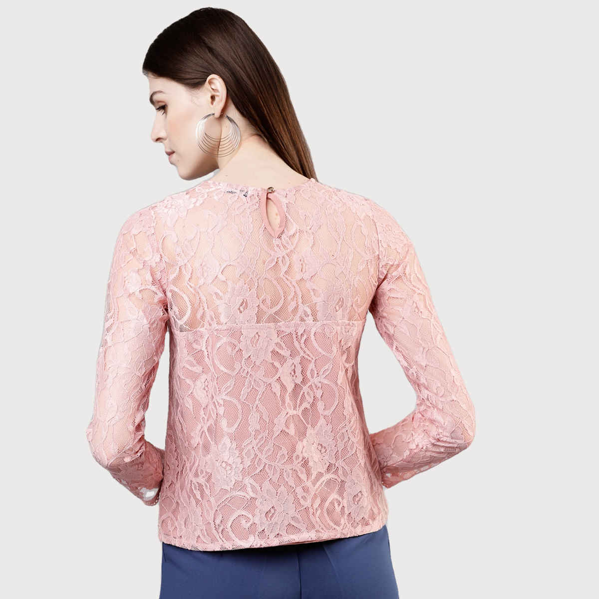 Tokyo Talkies Women's Self Design Top | Pink - S