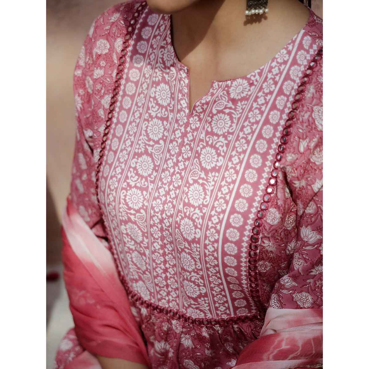 Rangdeep Floral Printed Kurta With Trousers & Dupatta for Women | L