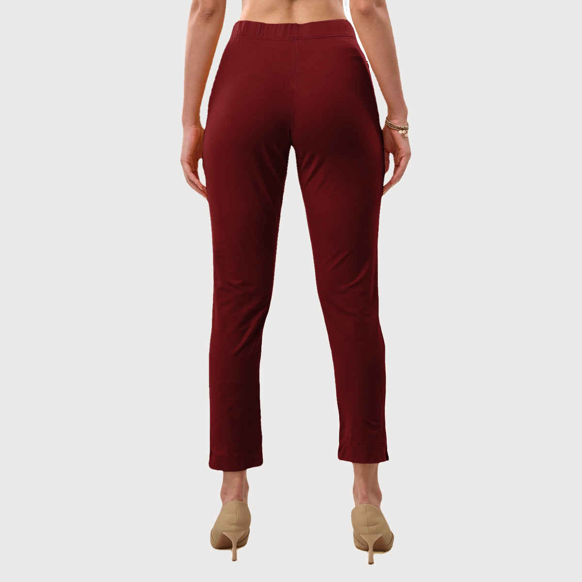 Lyra Women's Straight Pant Premium | Maroon - M