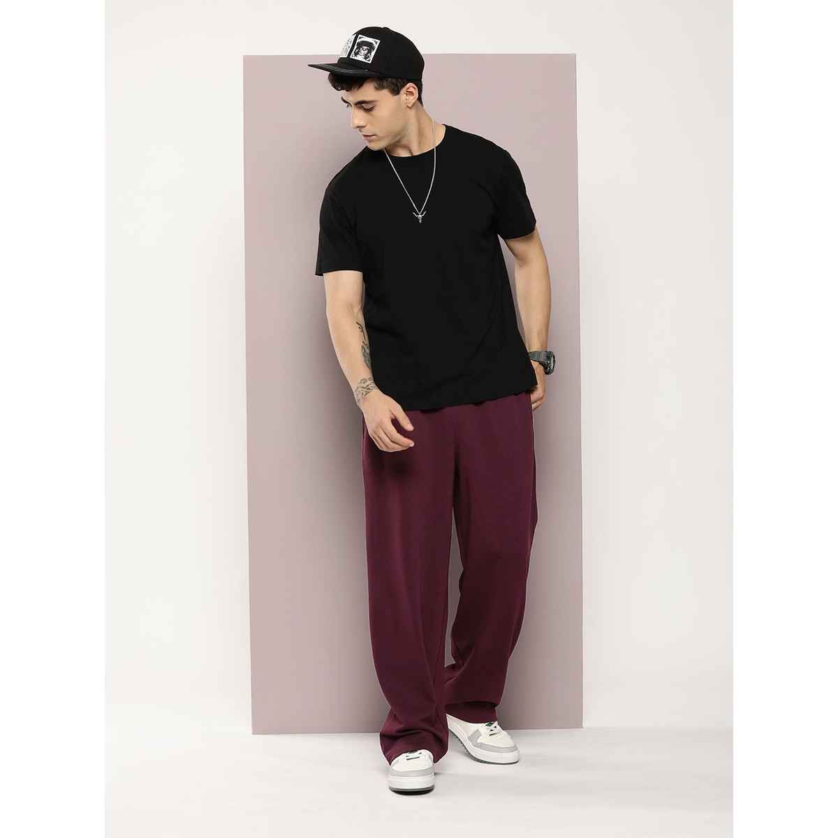 Dillinger Men's Light Weight Relaxed Baggy Knitted Pants | Burgundy - XL