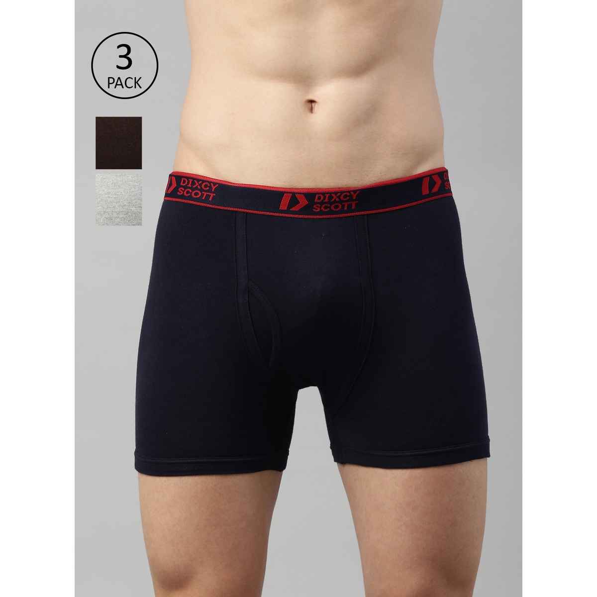 Dixcy Scott Men's Solid 100% Combed Cotton Durable Outer Elastic Trunk | Multicolour - L