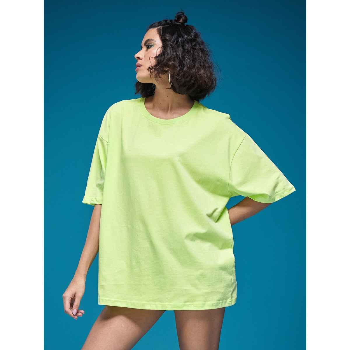 Smartees Women's Oversize Fit Printed T-shirt | Green - M