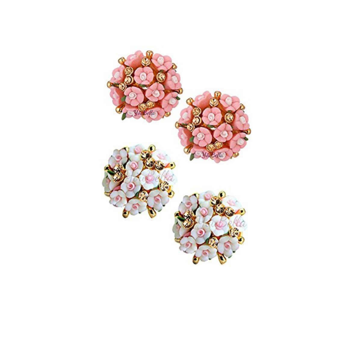 Youbella Gold Plated Flower Shape Resin Earrings For Women And Girls (Combo - 1)(Ybear - 32176)