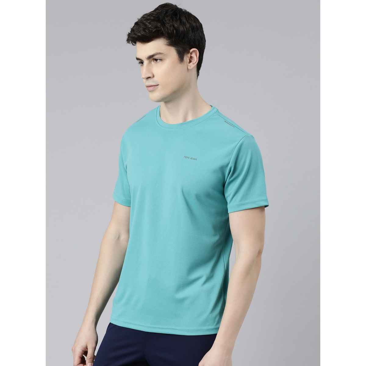Pepe Jeans Mens Baltic Blue Dry Fit T-Shirt - Pack of 1 (M) Comfort Fit, Soft Fabric, Breathable