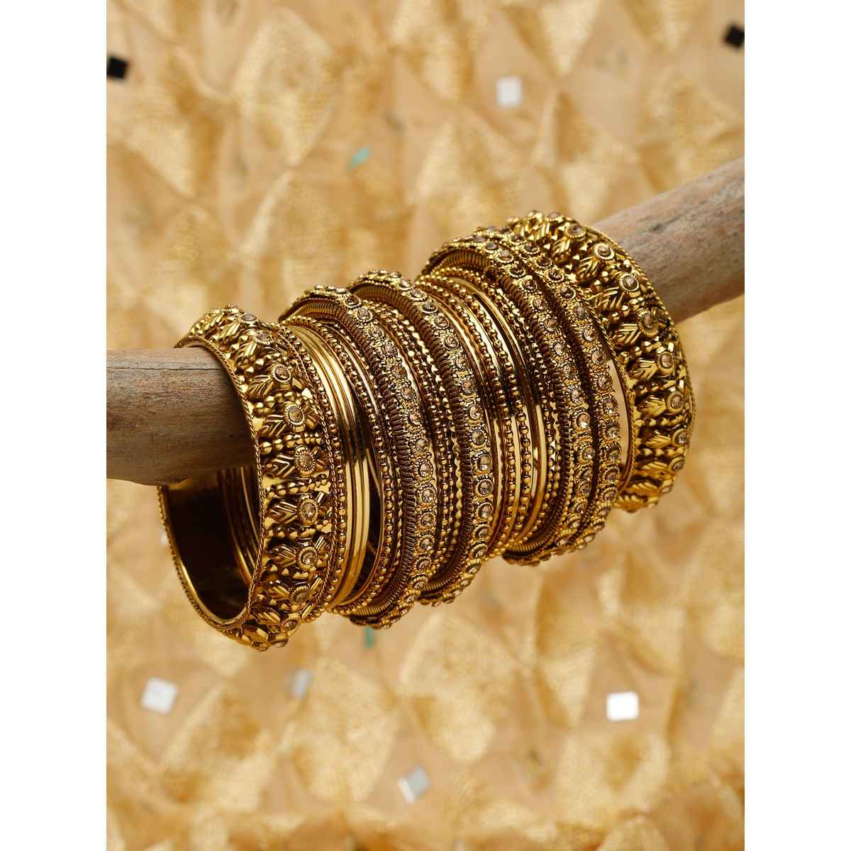 Shining Diva Fashion Antique Gold Plated Set of 26 Stylish Traditional Bangle for Women 11189b-2.6