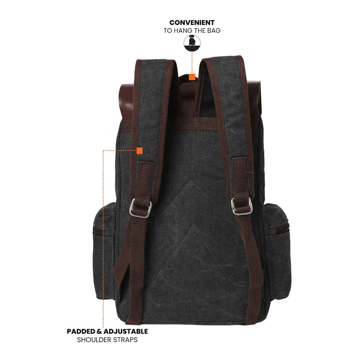 Fur Jaden Unisex Canvas and Vegan Leather 22 L Laptop Bag | Black