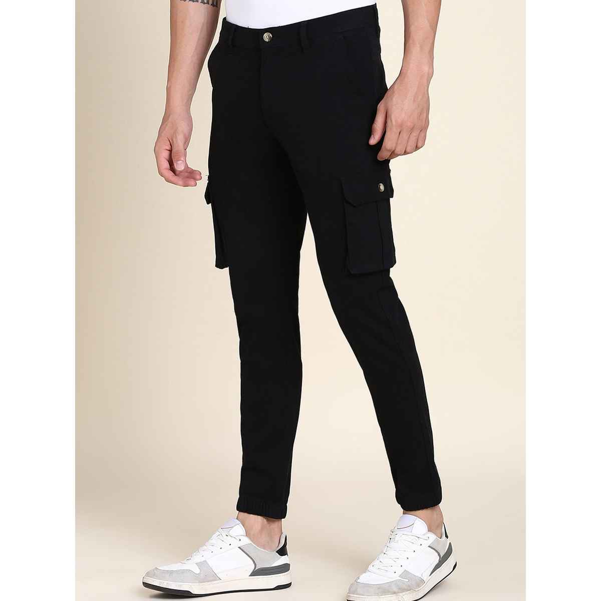 Dennis Lingo Men's Comfort Mid-Rise Cargo Joggers | DLMWTS23020 BK-30 | Black | 30