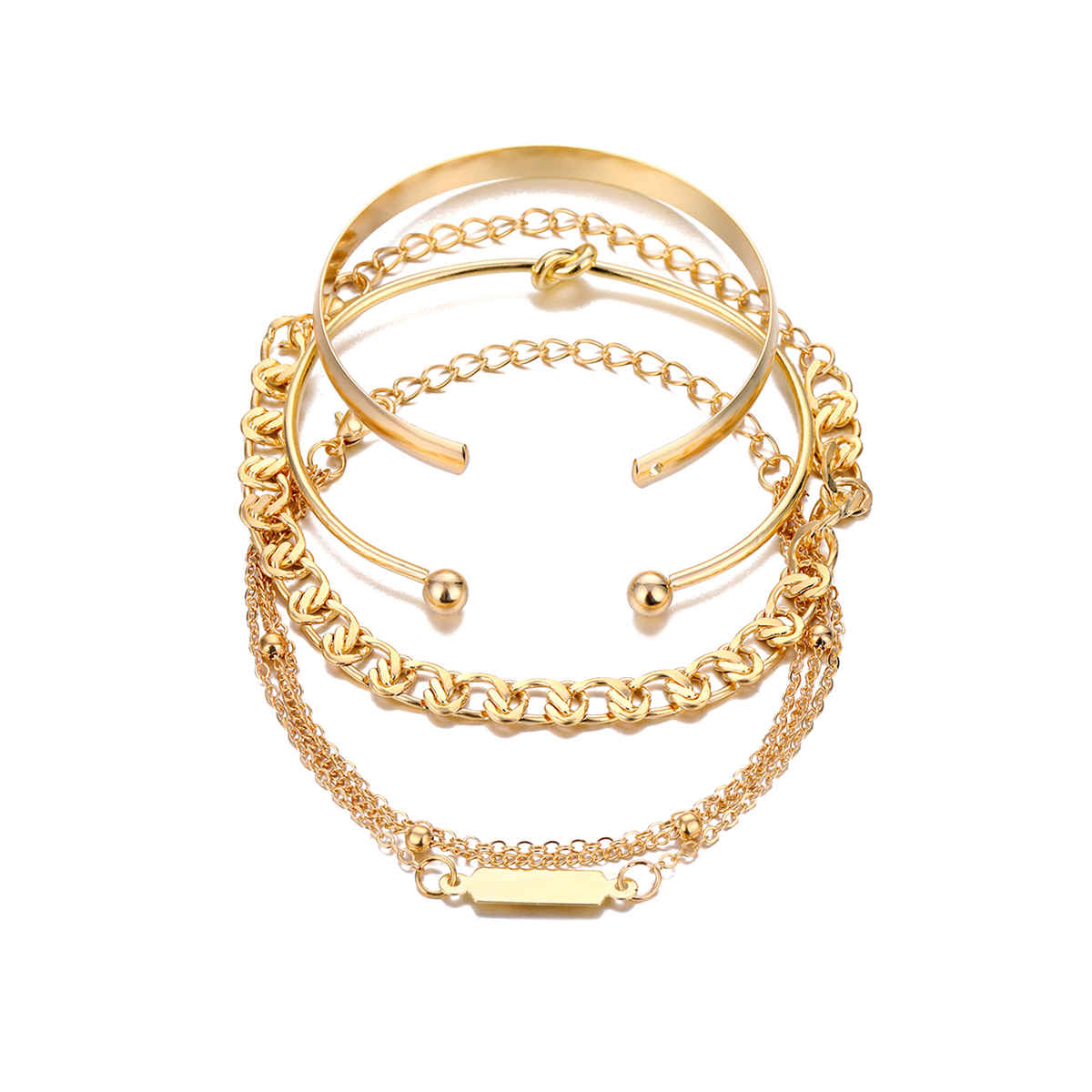 Yellow Chimes 5 Pcs Multilayered Chain Bracelet Set for Women