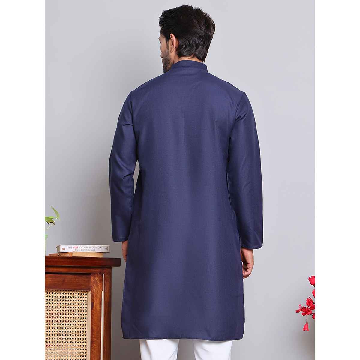 Jompers Solid Cotton Kurtas for Men s | KO 5144 | Navy | M
