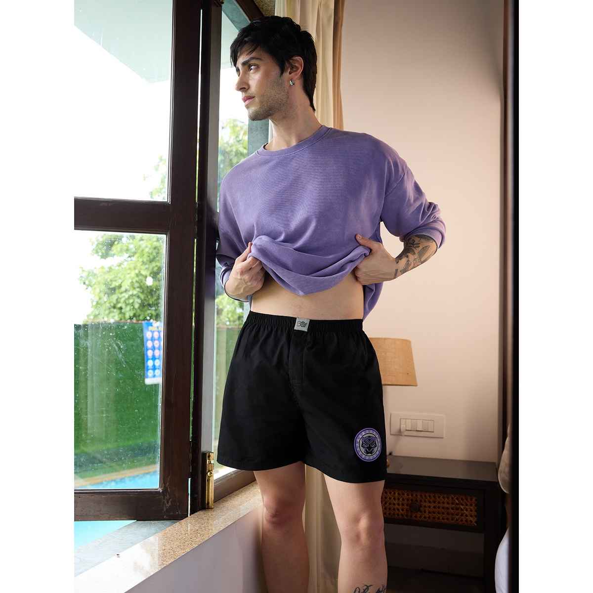 The Souled Store Men s Black Panther - Panther Power Boxer Shorts | Black | L | 183734
