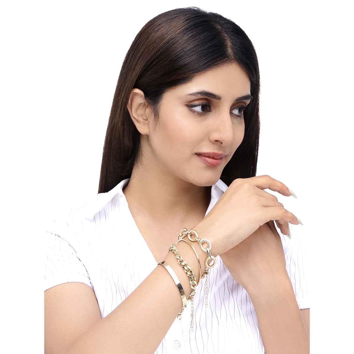 Yellow Chimes Combo Bracelets | Gold Plated 4 Pcs Chain Bracelet Set