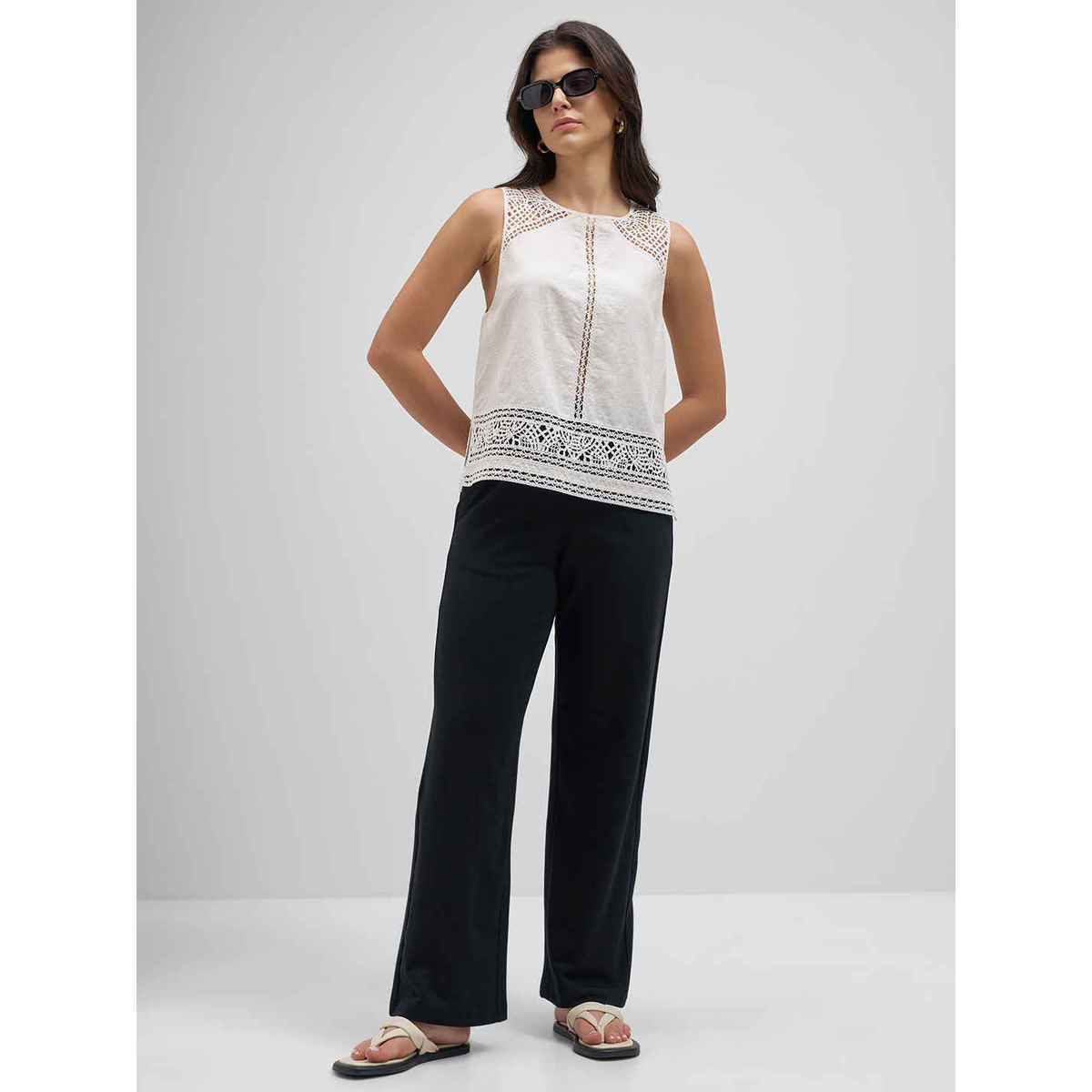 Tokyo Talkies Women Elasticated Straight Fit Trousers | BLACK | 30