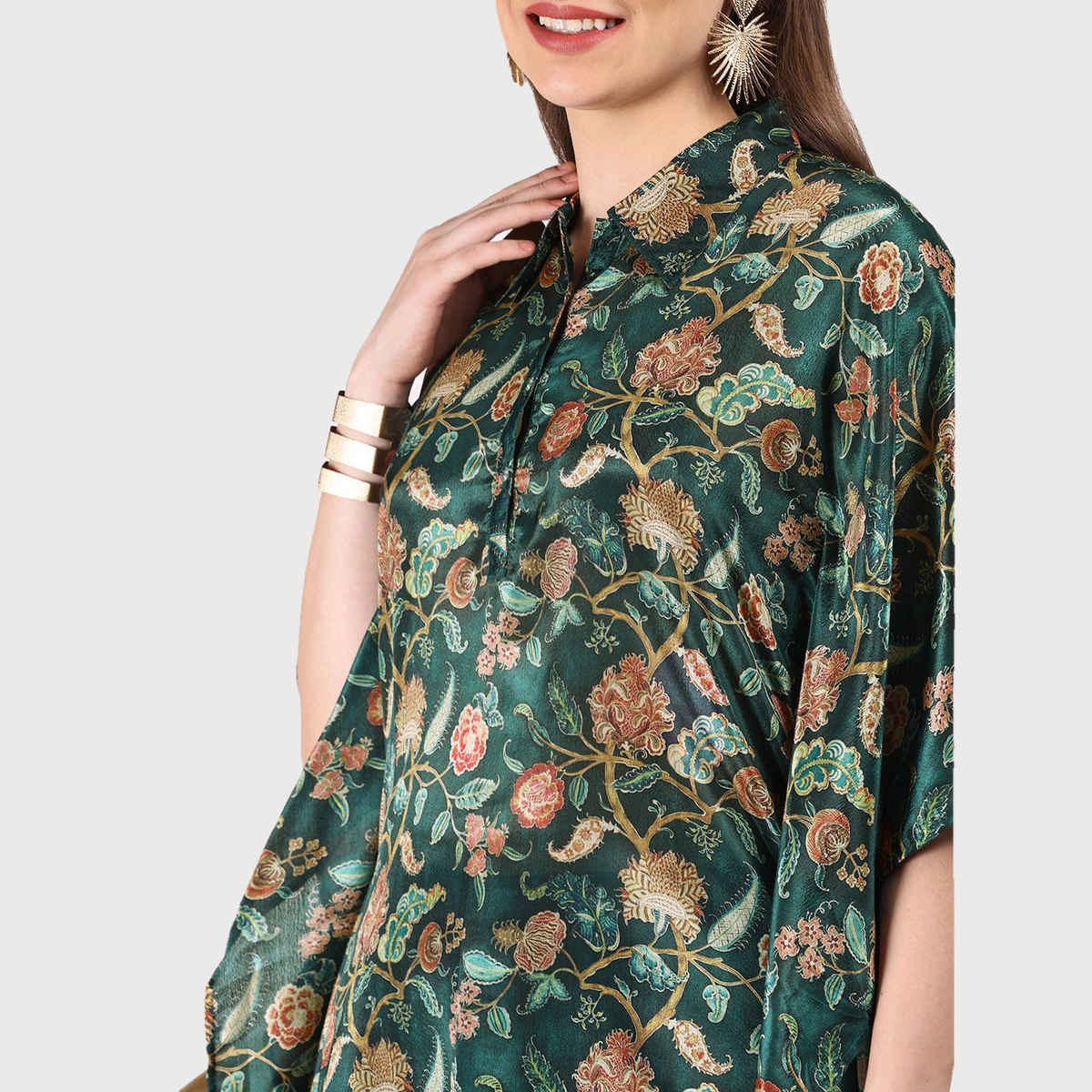 Ishin Women's Kurta Set with Bottom | Green - L