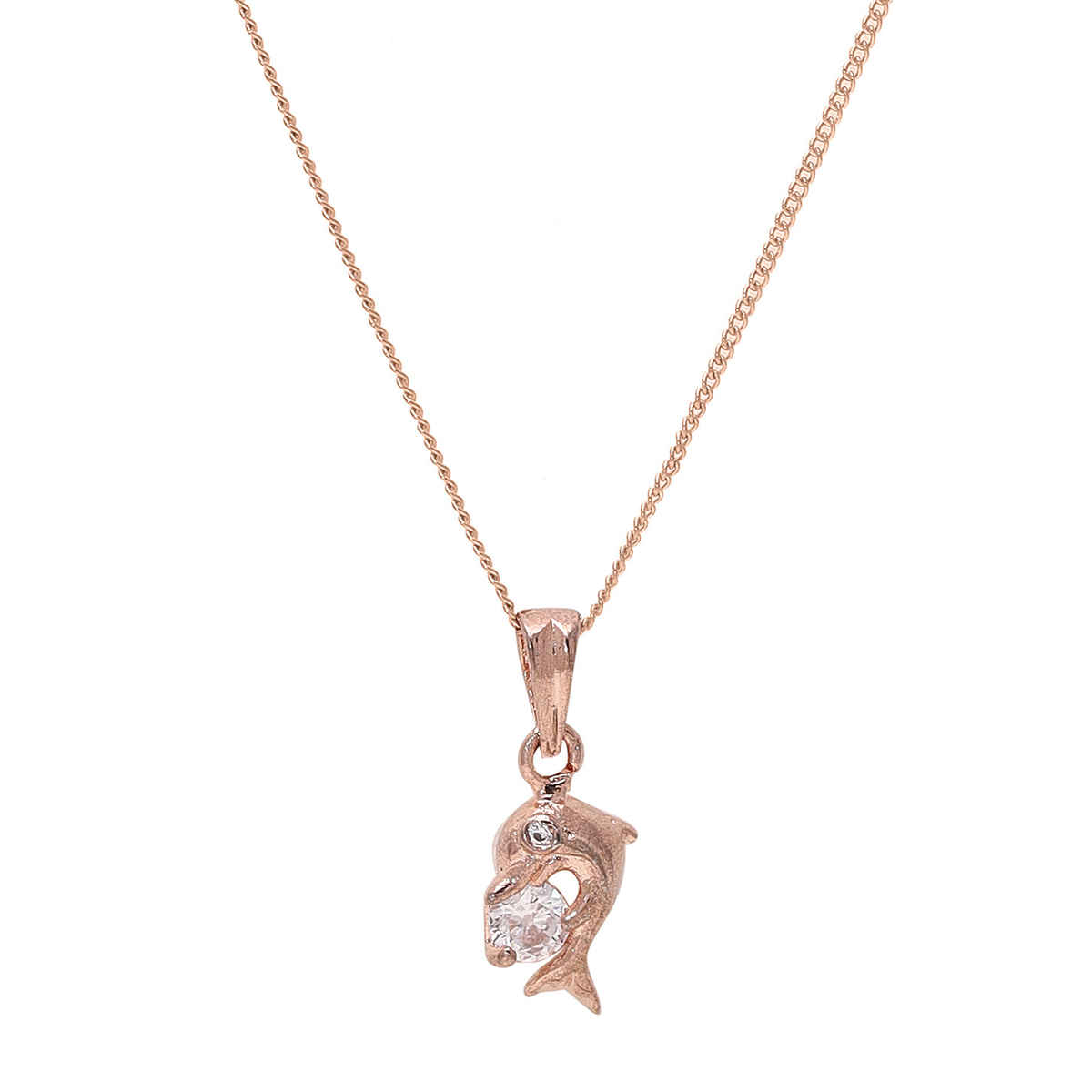 Priyaasi Aquatic Elegance Rose Gold-Plated Fish Pendant Necklace