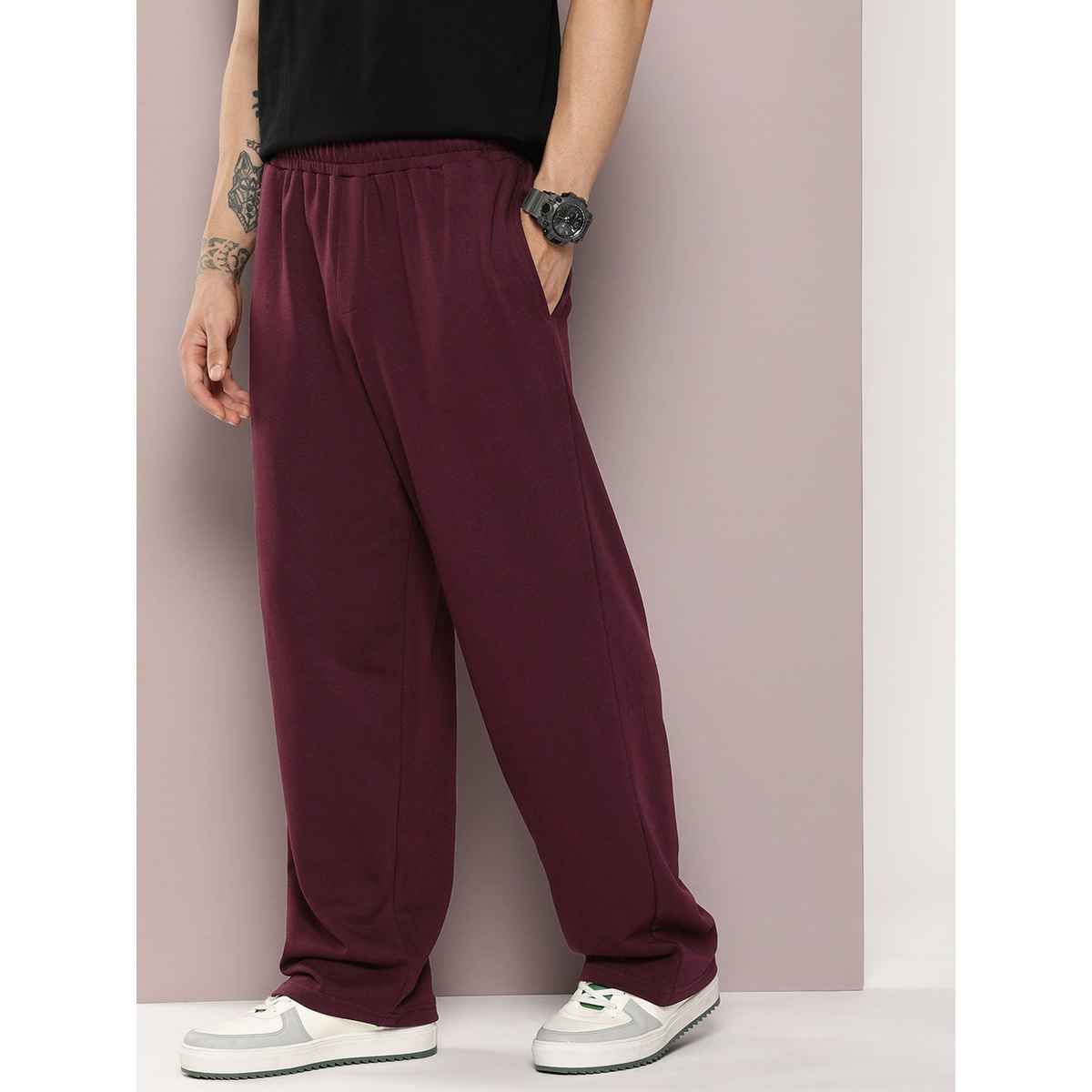 Dillinger Men's Light Weight Relaxed Baggy Knitted Pants | Burgundy - XL