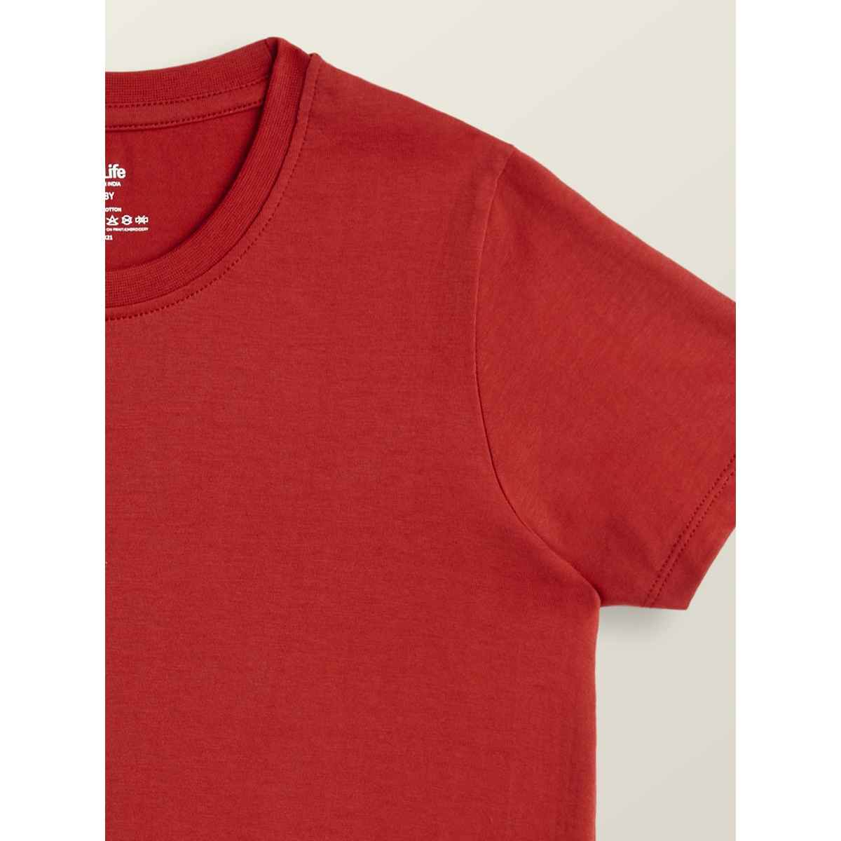 XY Life Kids T-shirts for Boys | 100% Combed Cotton | Antimicrobial Finish | 9-10Y | Dark Red