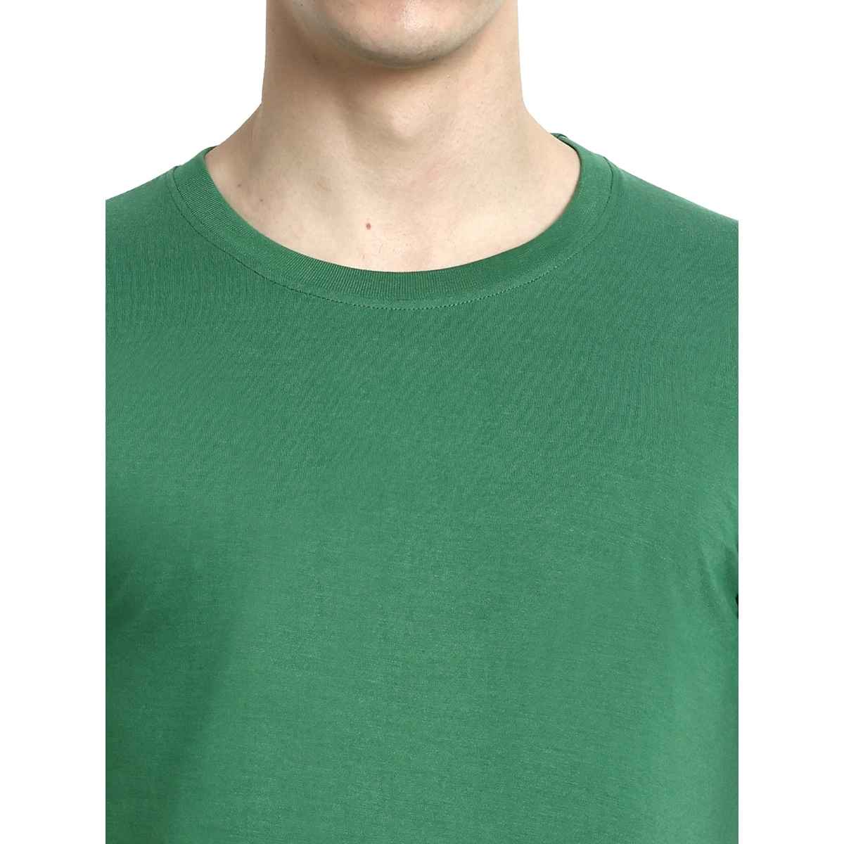 hummel Men's Cam Round Neck Solid Regular Fit Cotton Poly T-shirt | Green - XL