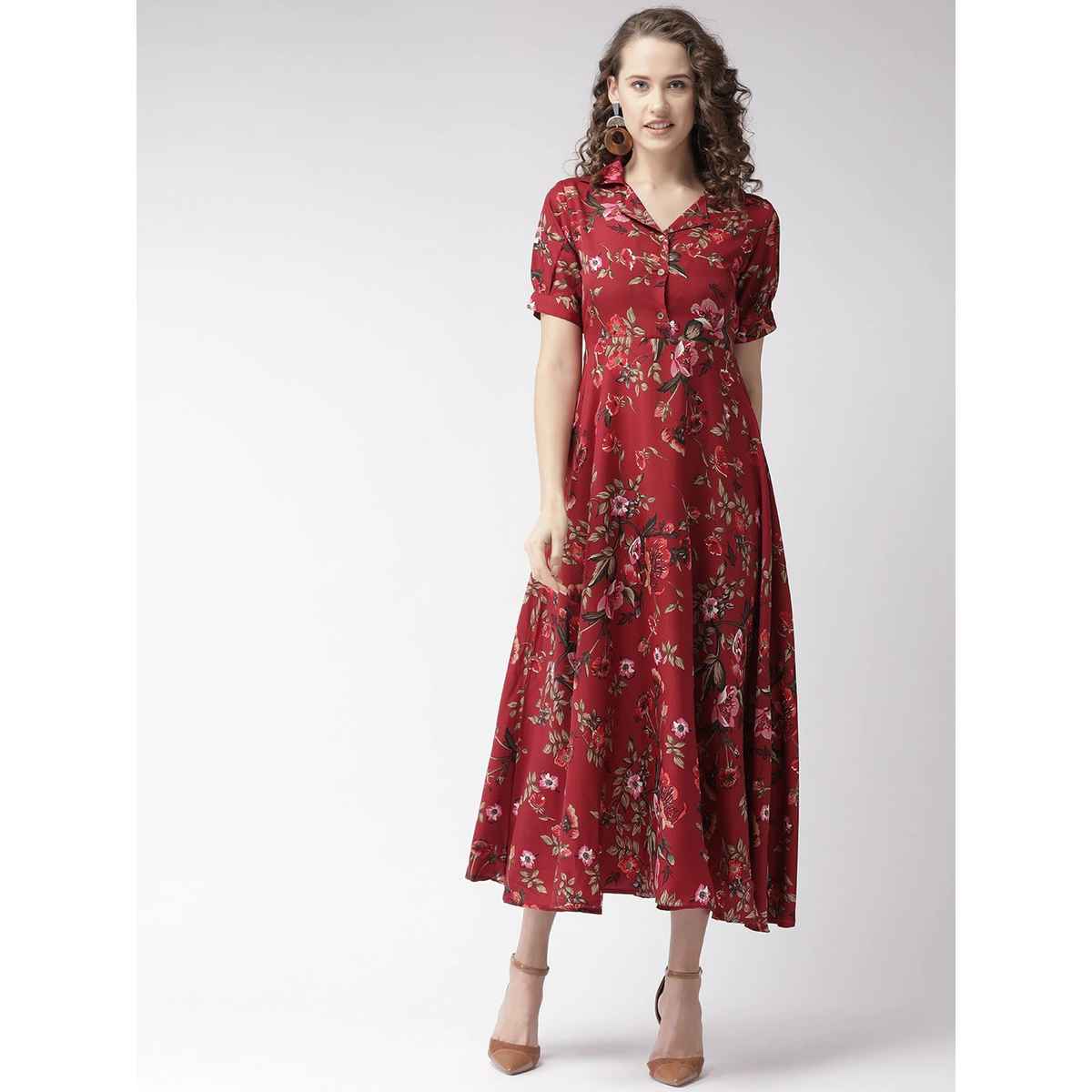 Wyshlist Women's Maxi Dress Floral Fiesta | Maroon - M