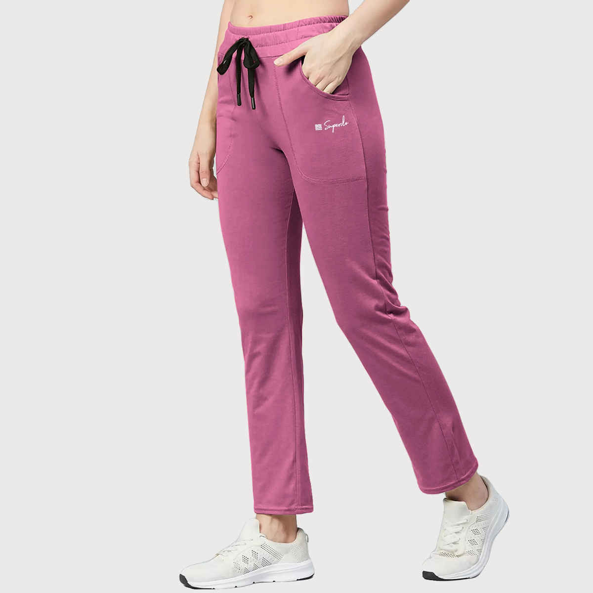 Superclo Women's Cotton Casual Track Pant with Side Pockets Tea Pink TRK50016 | M