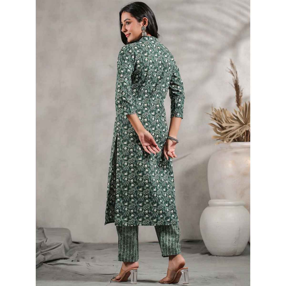 Anubhutee Women's Ethnic Wear 100% Cotton Straight Kurta Set | Teal - M