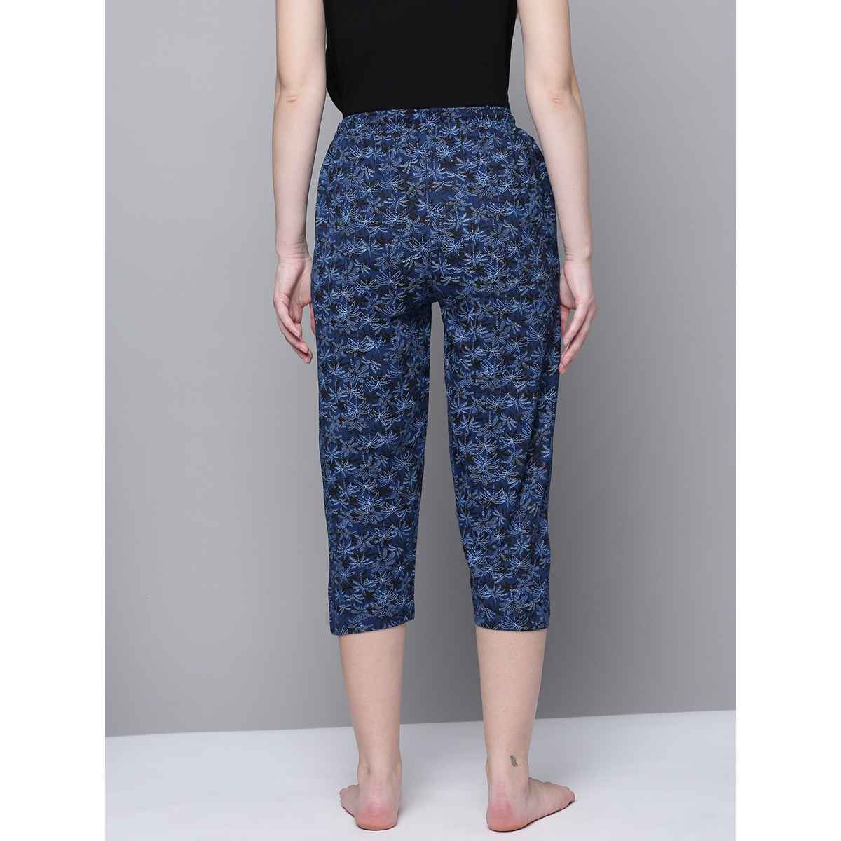 Kryptic Women's Pure Cotton Printed Capri | Blue - XL
