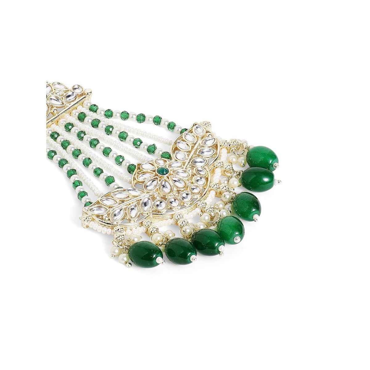 Priyaasi Gold Plated Kundan Studded Jhumar Passa Head Jewellery