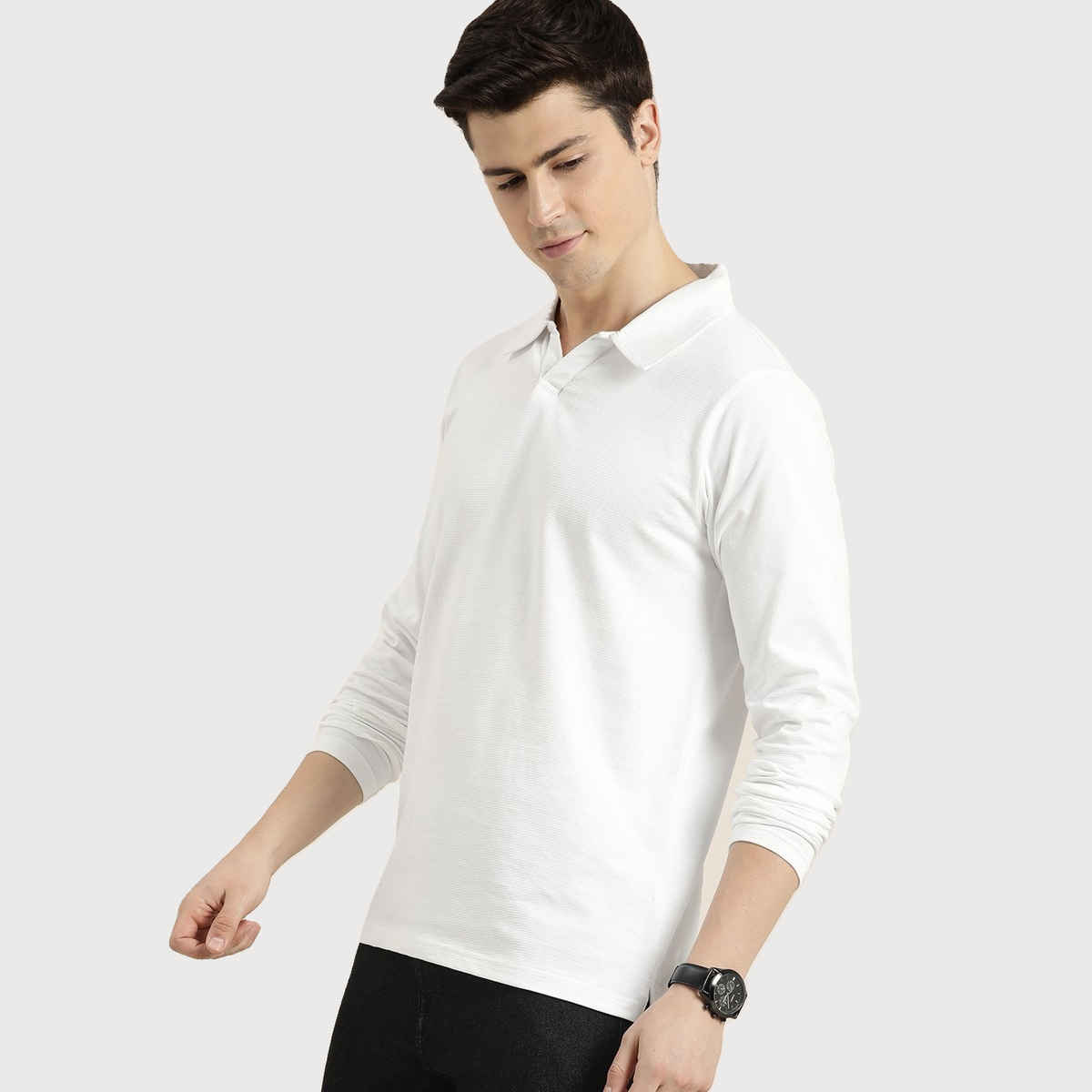 Dillinger Men's Polo T-shirt Long Sleeve Pure Cotton | White - L