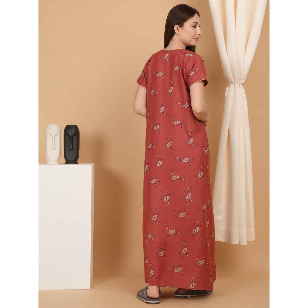 Sweet Dreams Women Printed Night Dress - L | Ocw | 3979 Rose