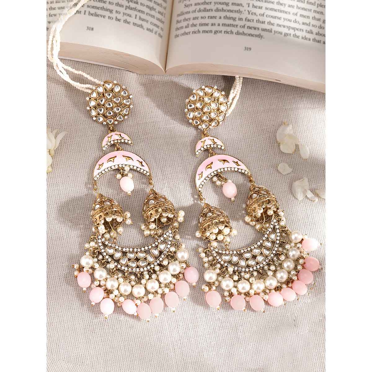 Rubans Gold Plated Dome Shaped Jhumkas Earrings