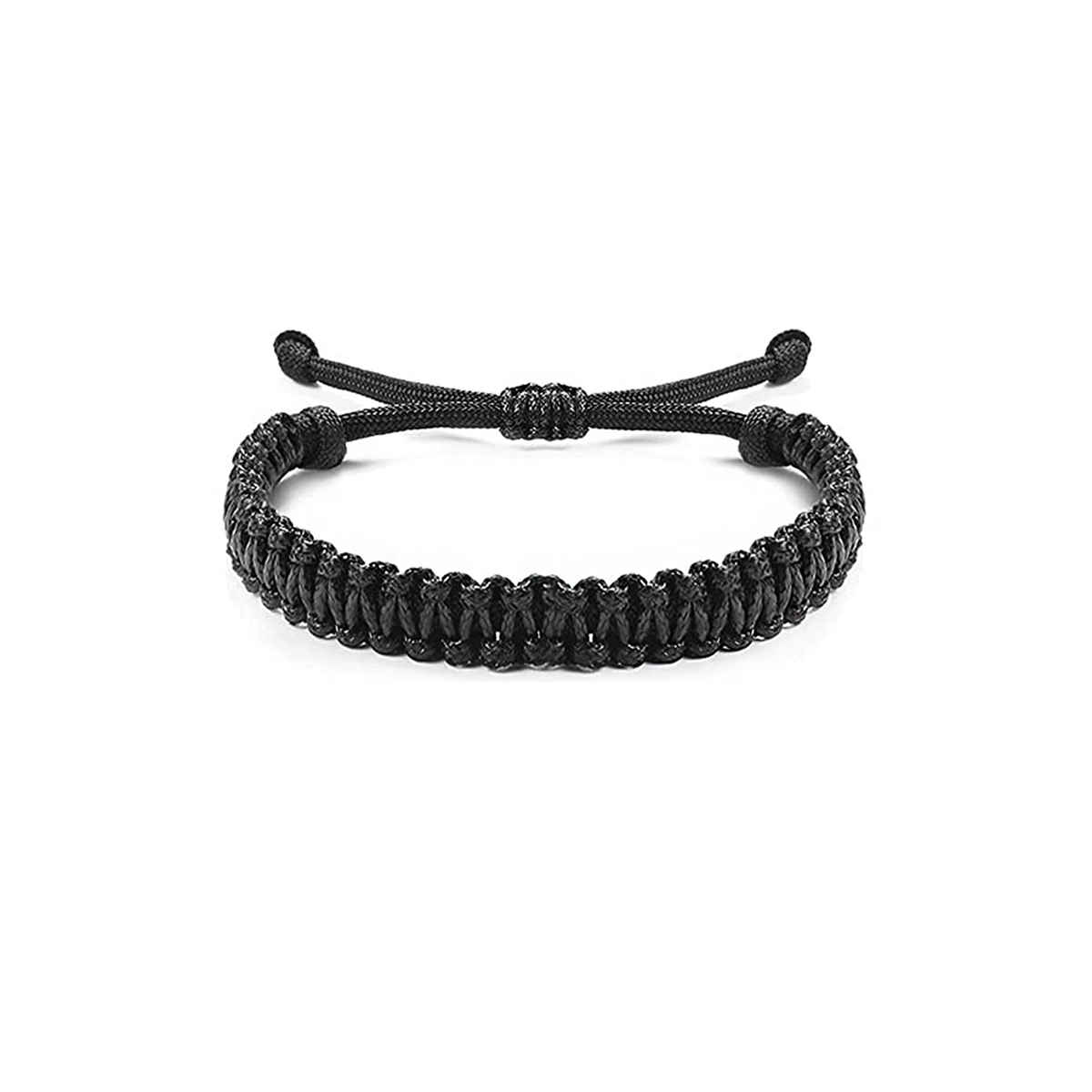 Yellow Chimes Black Nylon Adjustable Cord Bracelet for Men