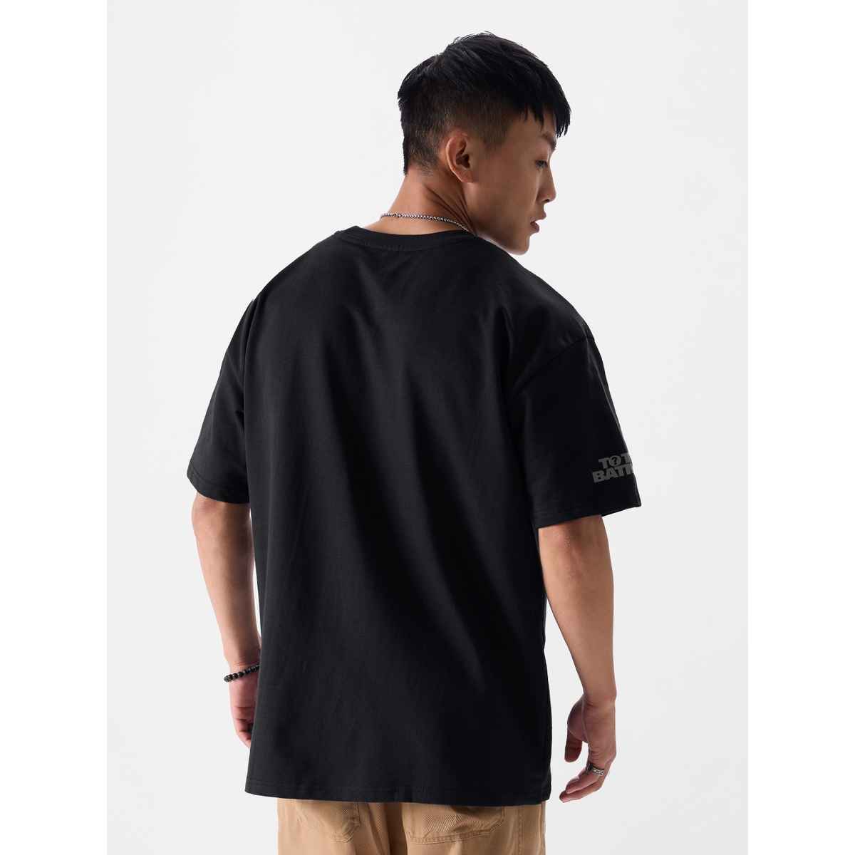 The Souled Store Men's Batman The Bat Sigil Oversized T-shirt | Black - L