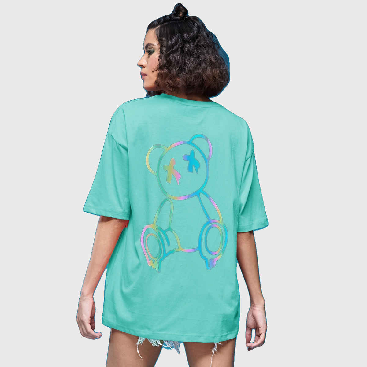Smartees Womens Oversize Printed T-shirt | WW - 2042 | Sea Green - L