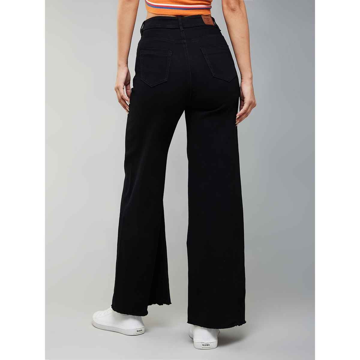 Miss Chase Women s Holiday Mode On Wide Leg Denim Jeans | Black | 32