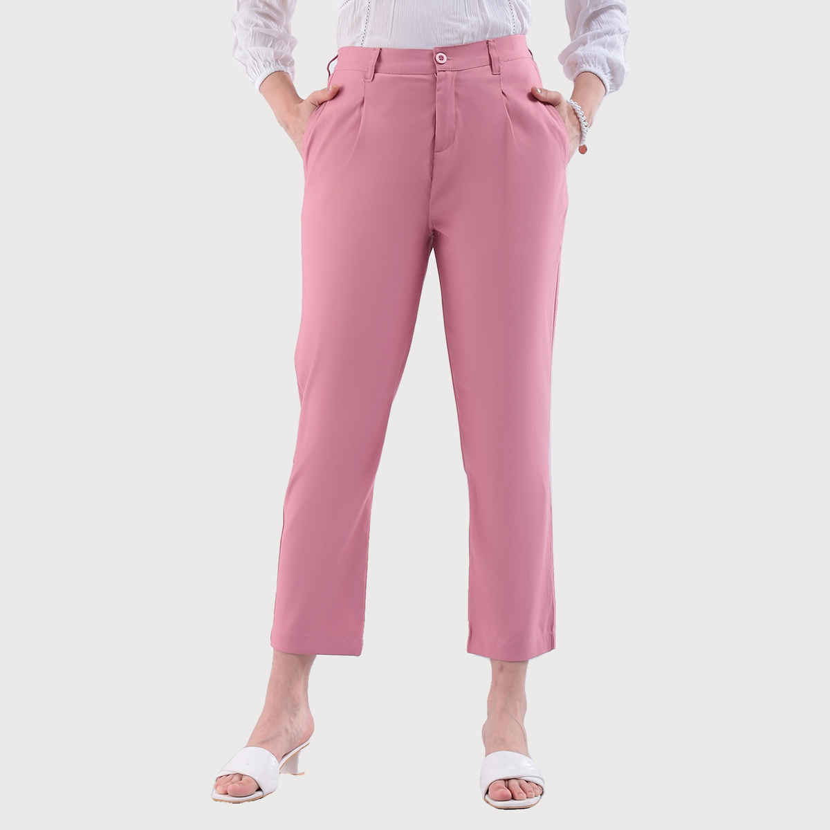 Freehand Women's Straight Semi Formal Front Pleate Tapered Elasticated Trouser | Onion |30