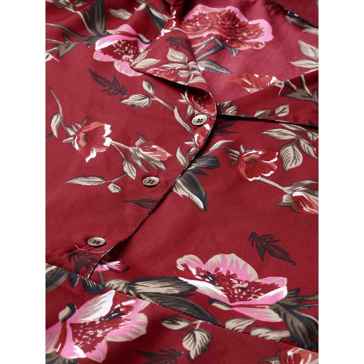 Wyshlist Women's Maxi Dress Floral Fiesta | Maroon - M